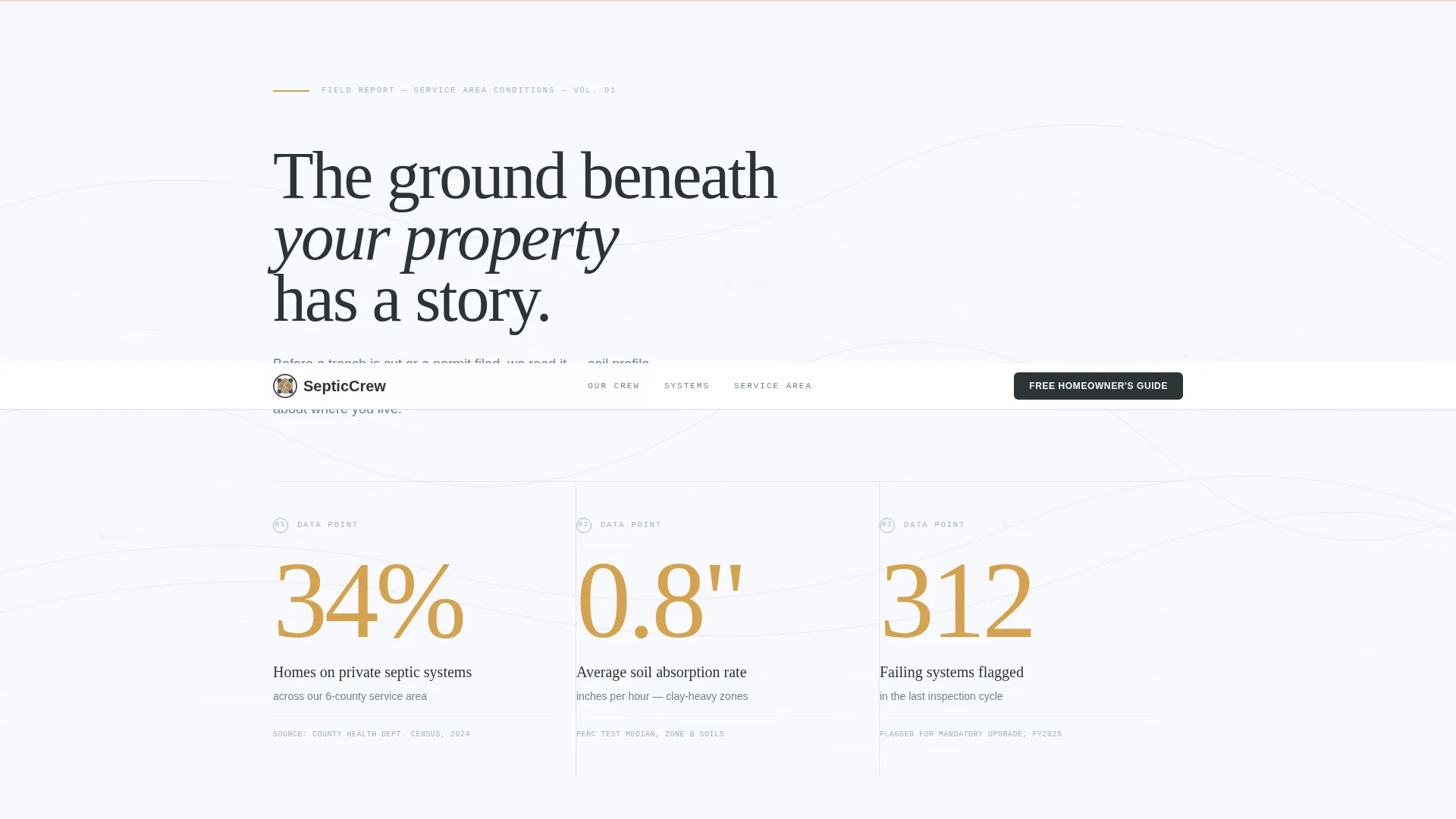 Septic Installer Editorial Landing Page Template