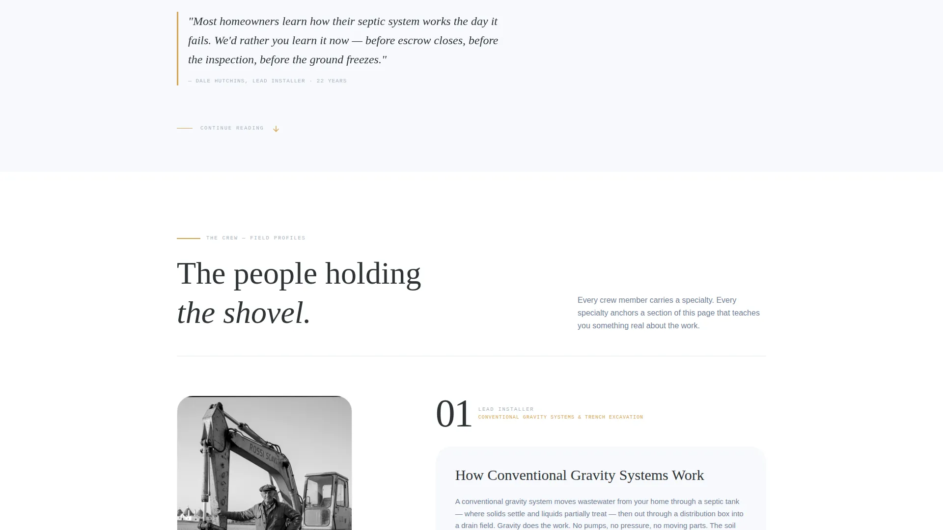Septic Installer Editorial Landing Page Template