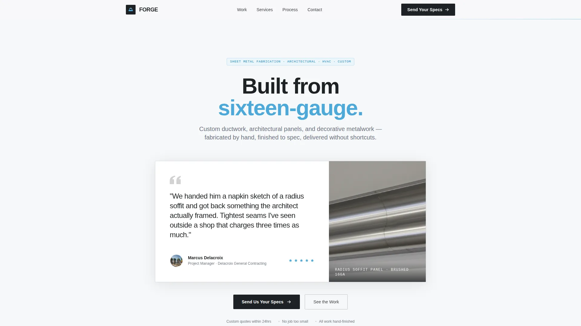 Masterful Steel Fabrication Landing Page Template