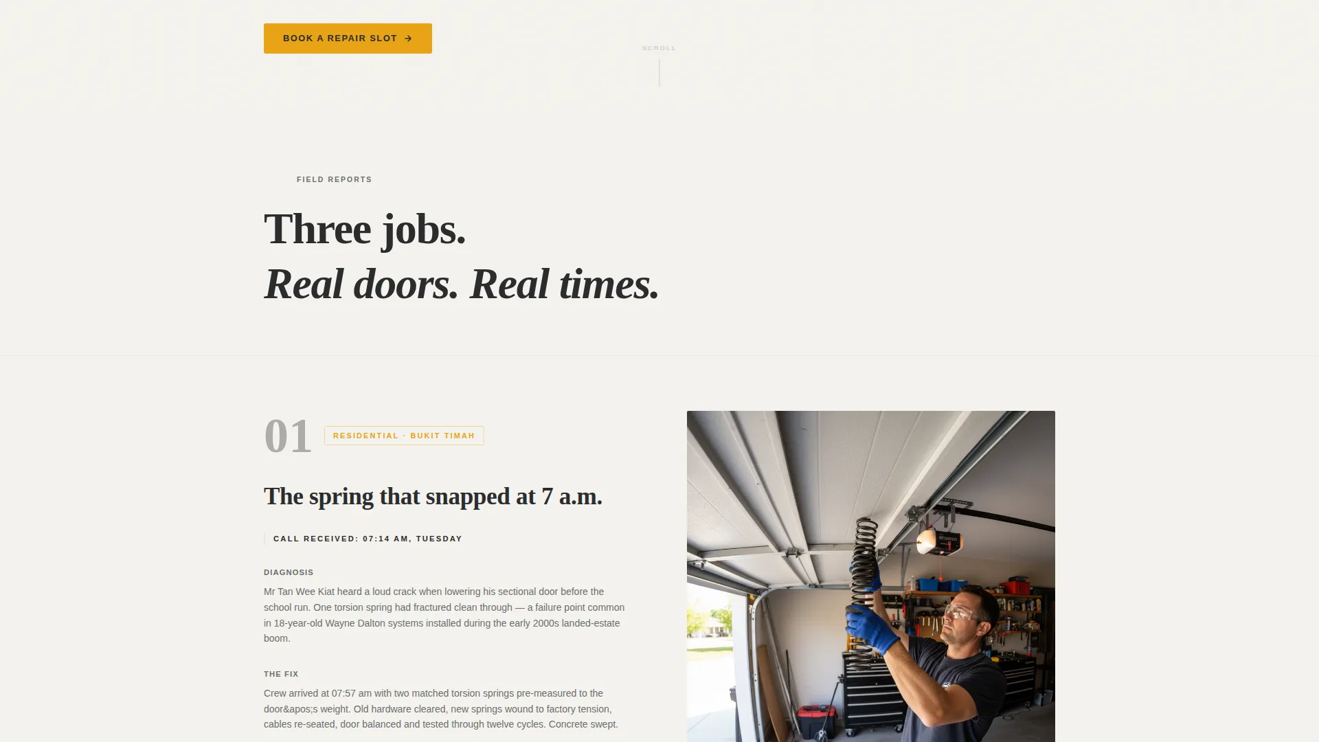 Garage Door Repair Landing Page Template for Singapore