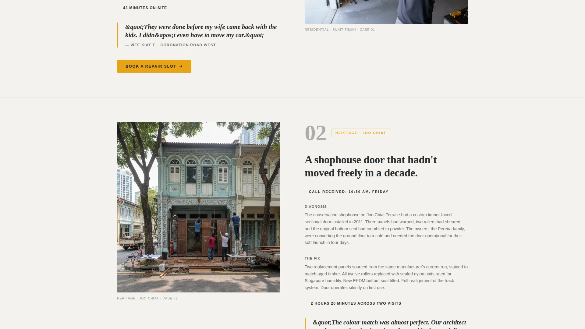 Garage Door Repair Landing Page Template for Singapore