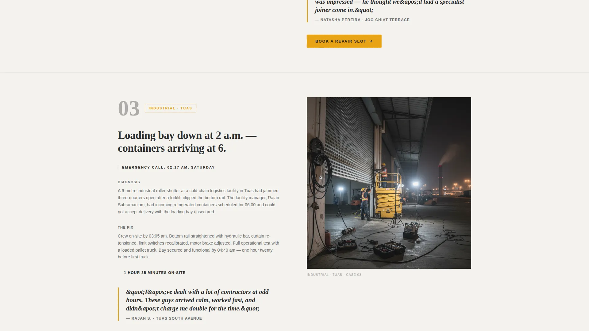 Garage Door Repair Landing Page Template for Singapore