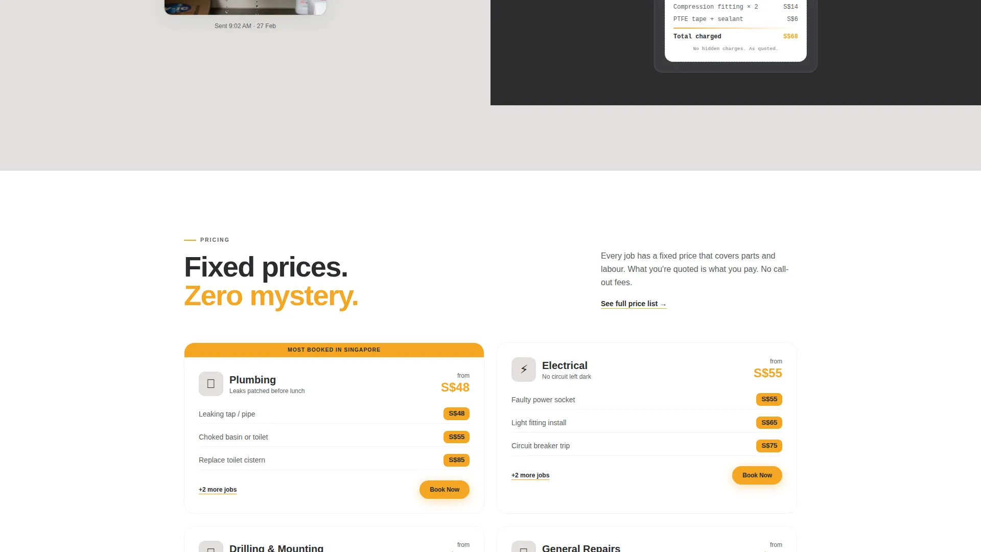 Handyman Landing Page Template for Singapore Services
