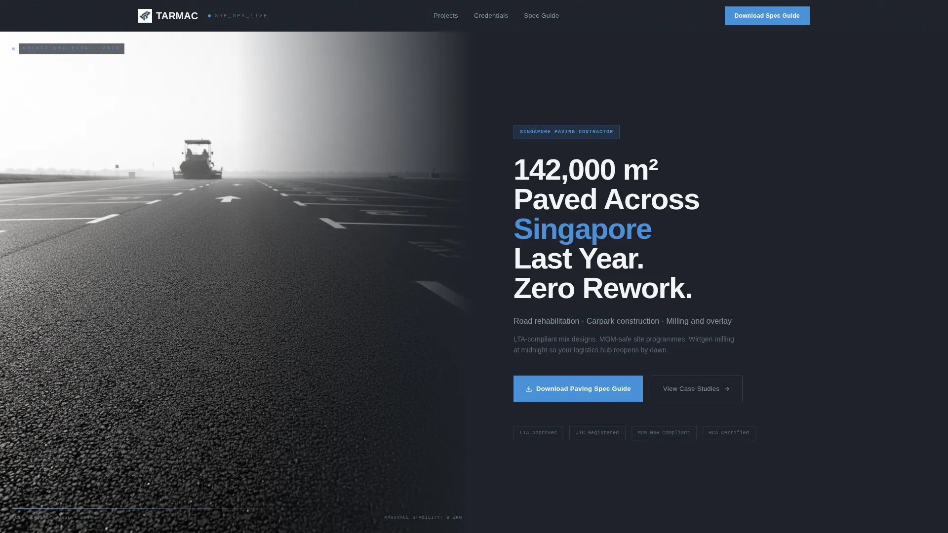 Paving Contractor Landing Page Template for Singapore