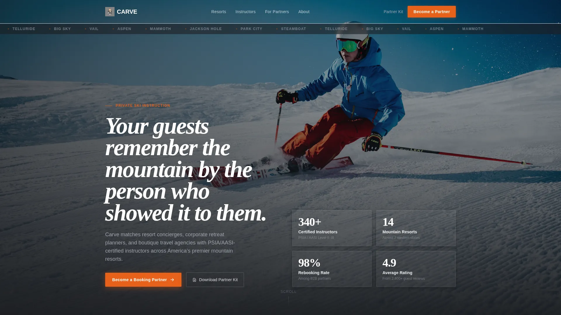 Elite Ski Instructor Service Landing Page Template