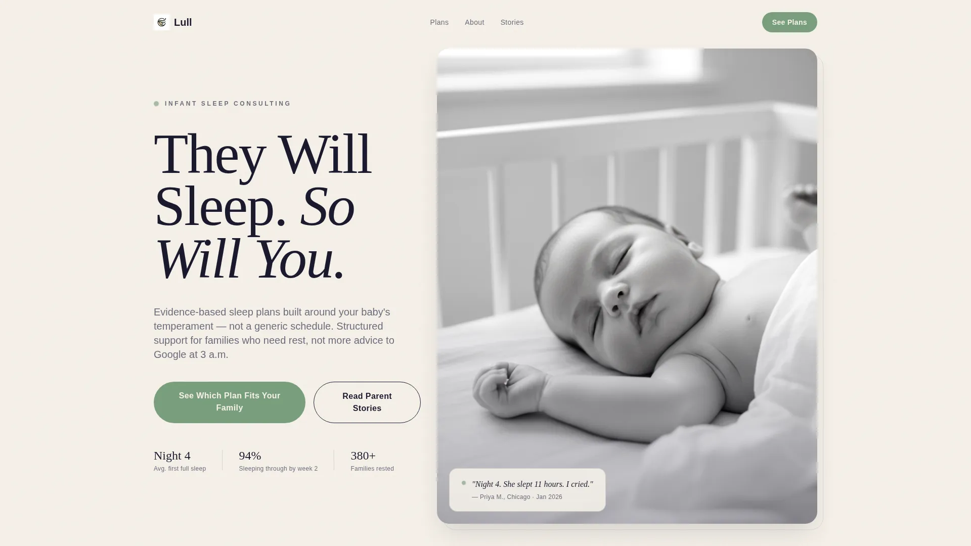 Sleep Consultant (Baby) Specialist Booking Website Template