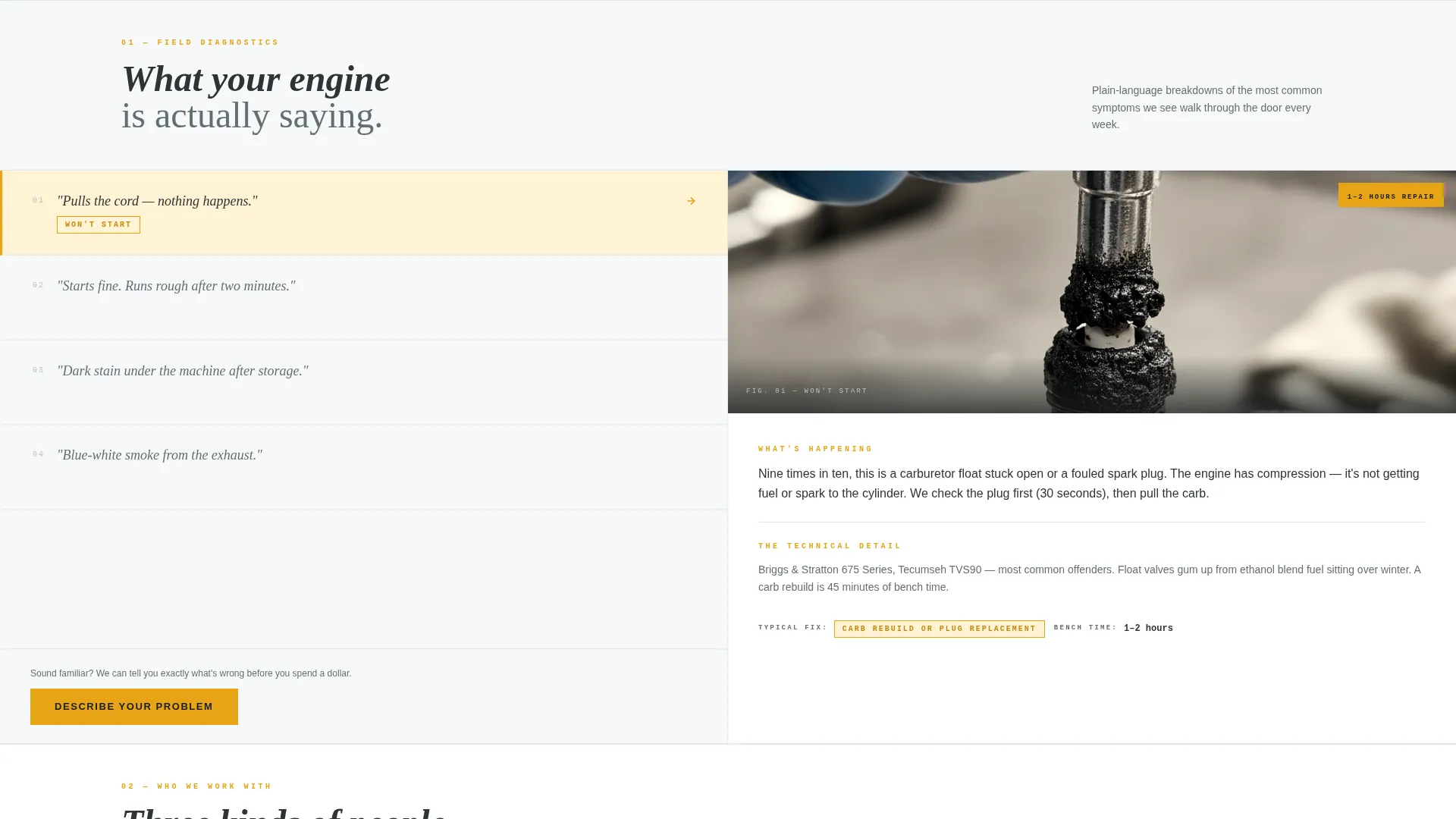 Small Engine Repair Quote Landing Page Template