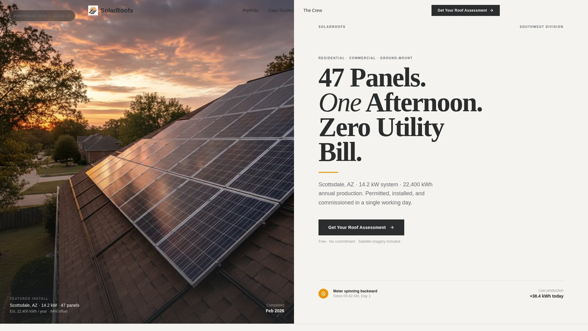 Editorial Solar Installer Landing Page Template