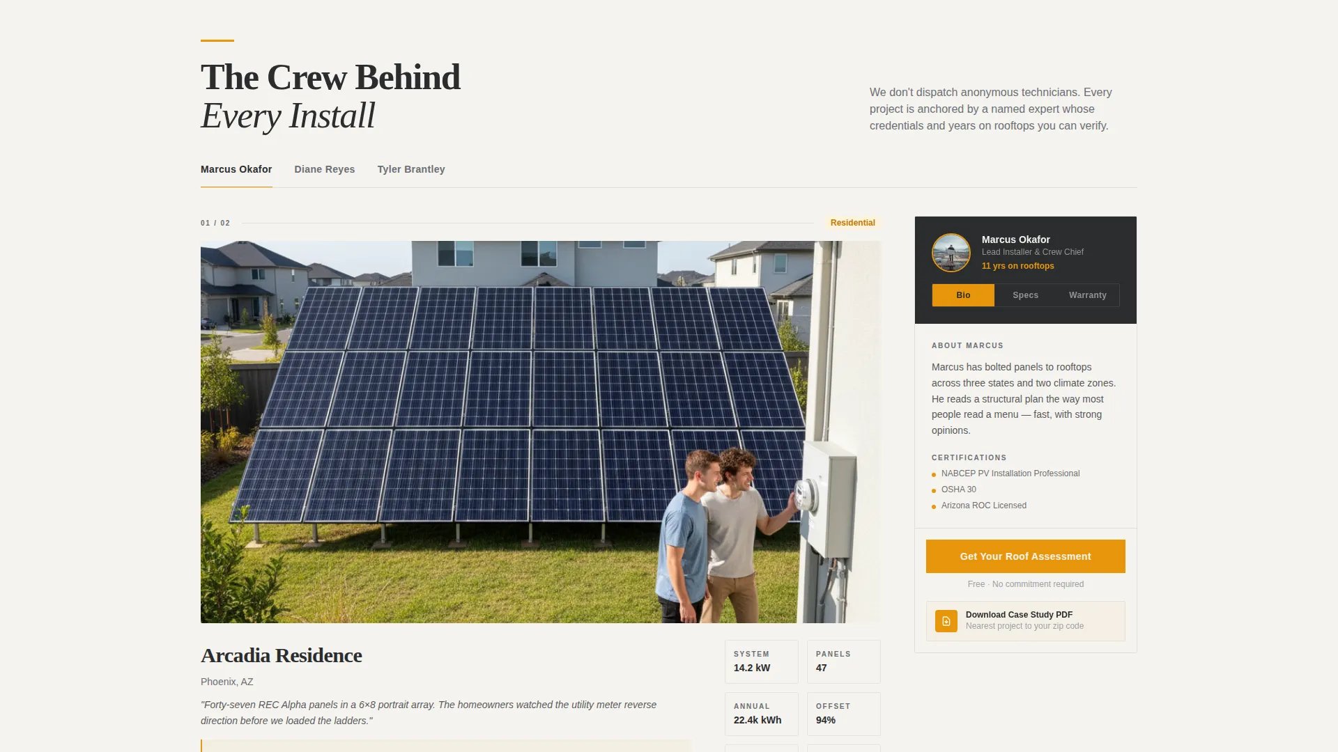 Editorial Solar Installer Landing Page Template