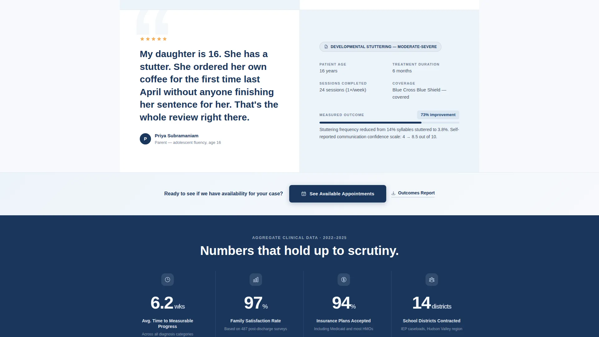 Speech Therapist Testimonials Landing Page Template
