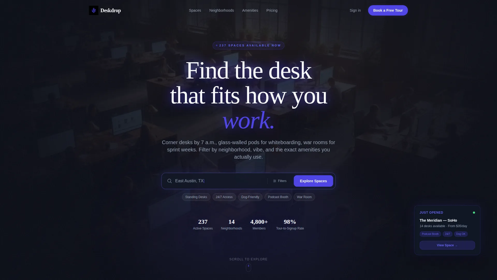 Specialist Coworking Digital Presence Appointment Booking Website Template