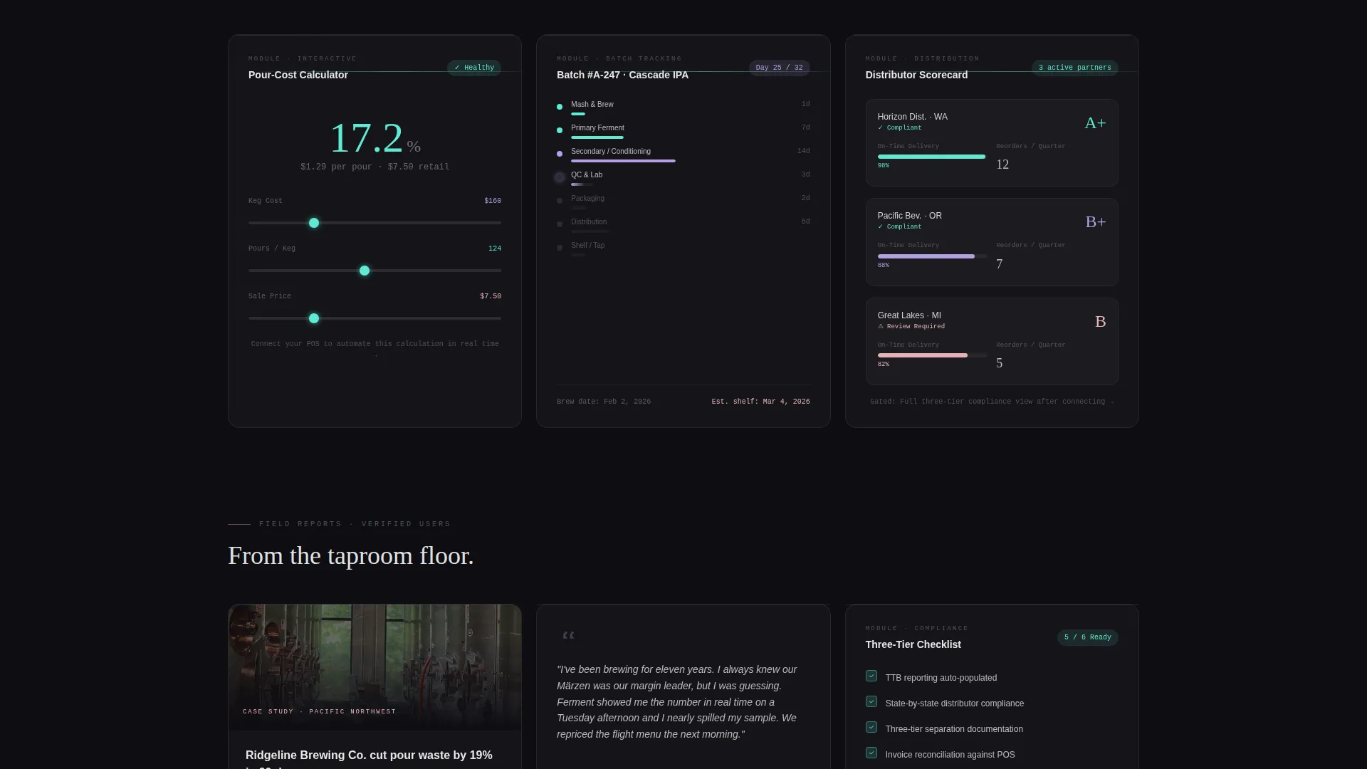 Iridescent Brewery Analytics Landing Page Template
