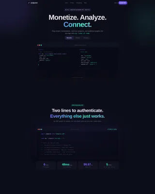Creator Economy API Landing Page Template