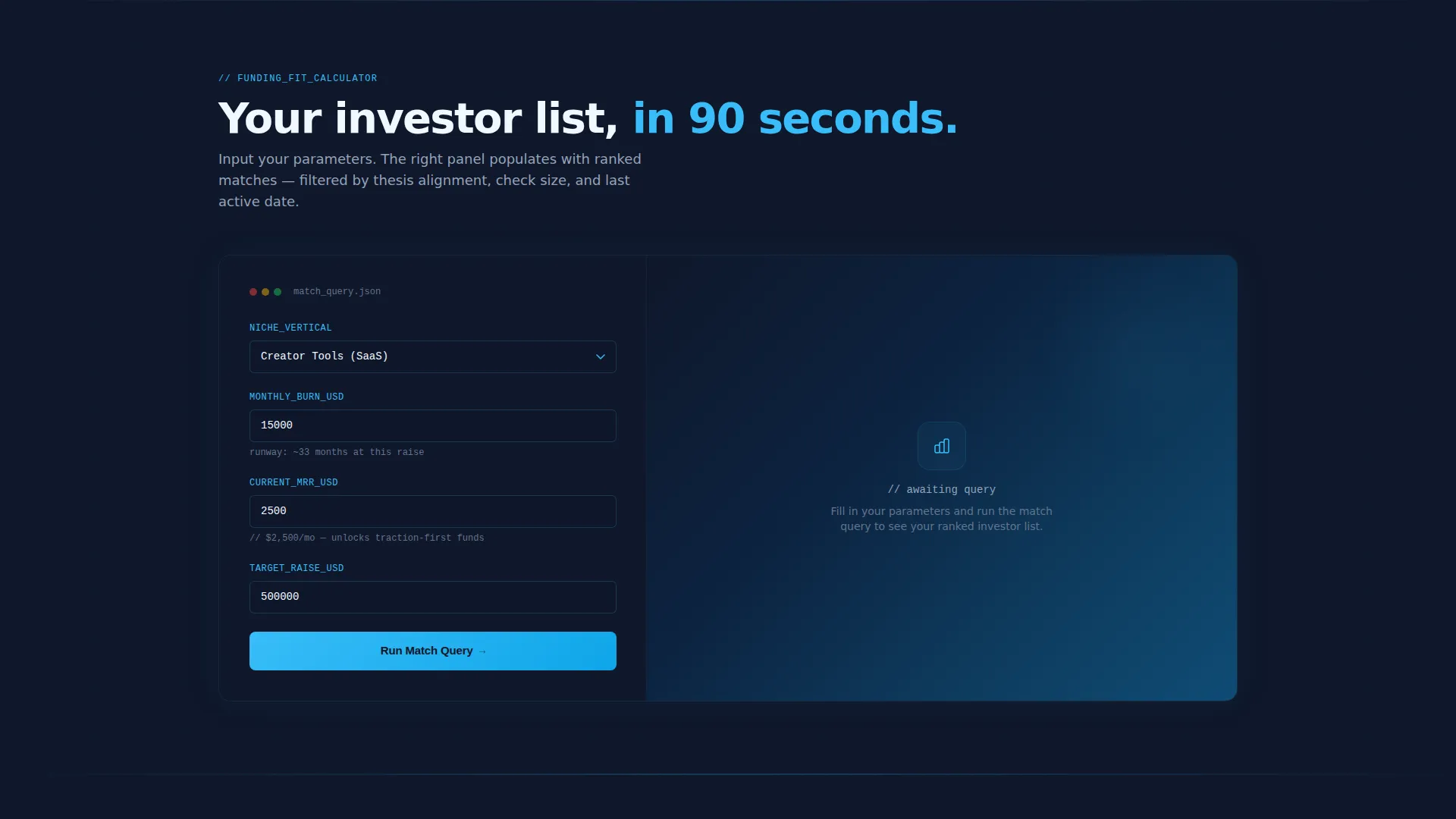 Creator Economy Pre-Seed Investor Matching Landing Page