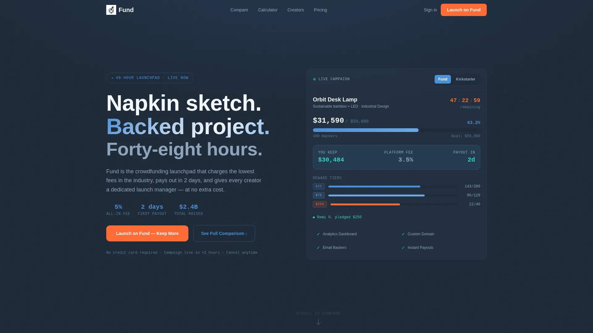 Crowdfunding Platform Comparison Landing Page Template