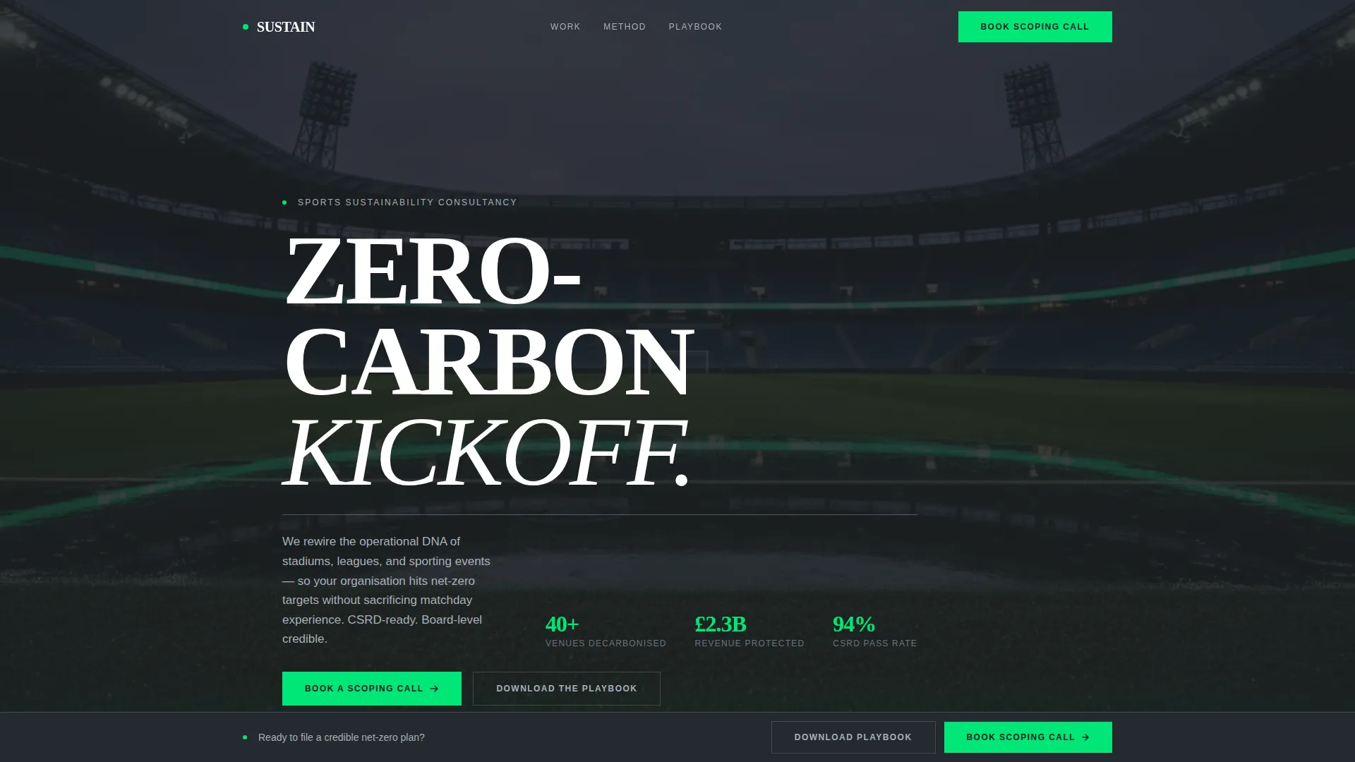 Sports Sustainability Consultancy Landing Page Template