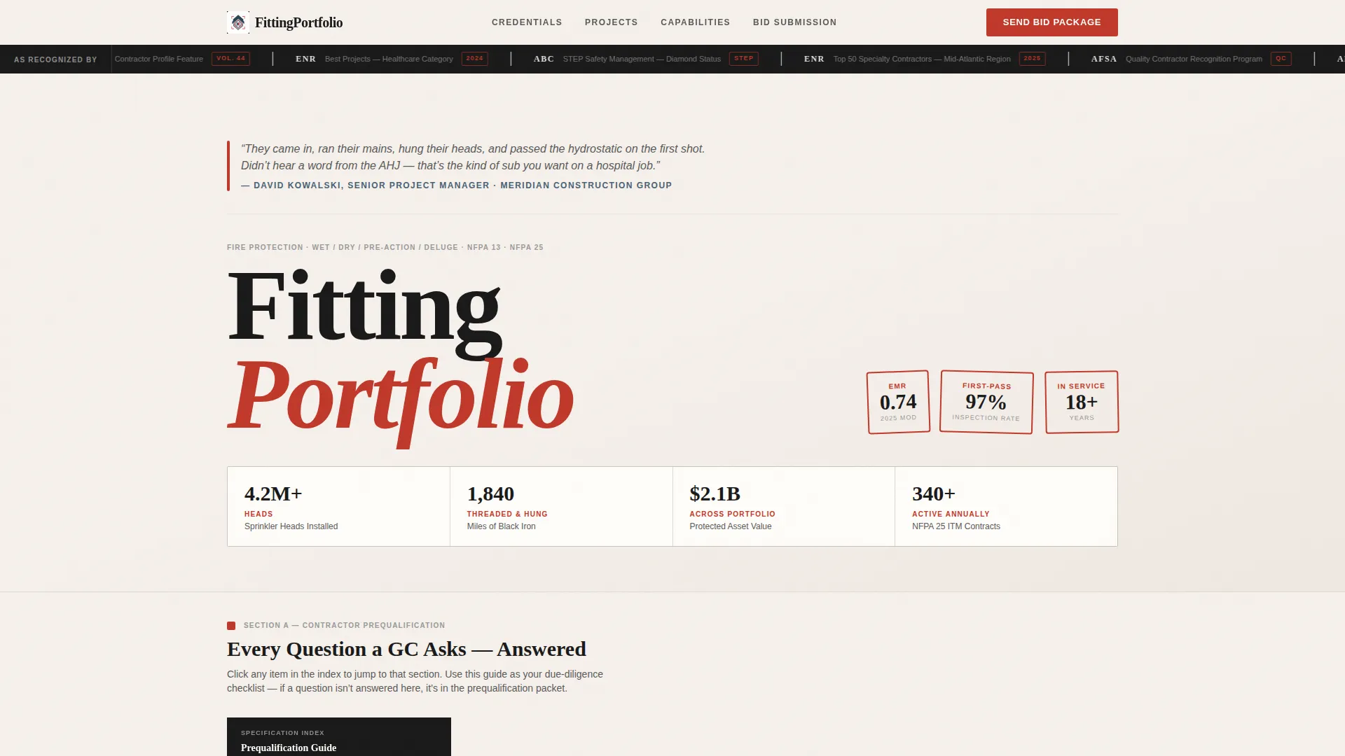 Authoritative Sprinklerfitter Landing Page Template
