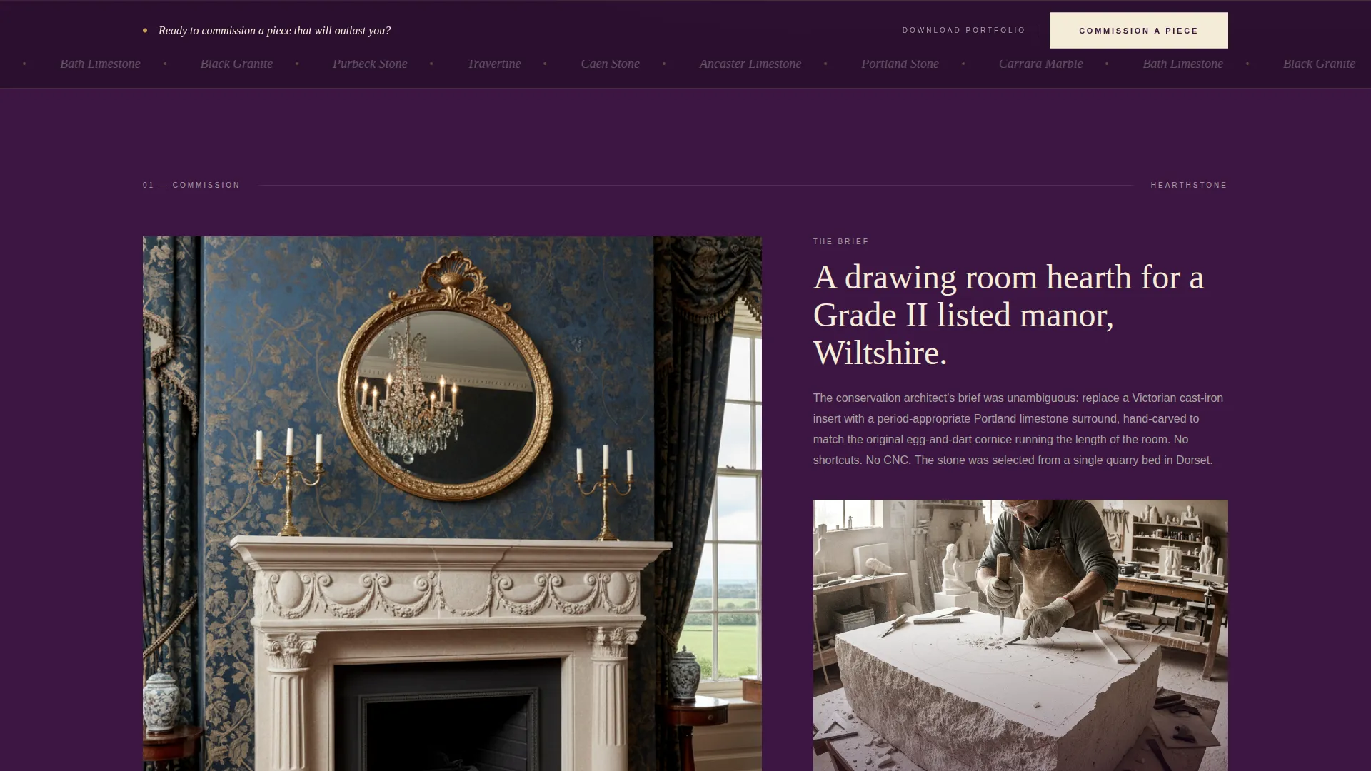 Bespoke Stonemason Editorial Landing Page Template
