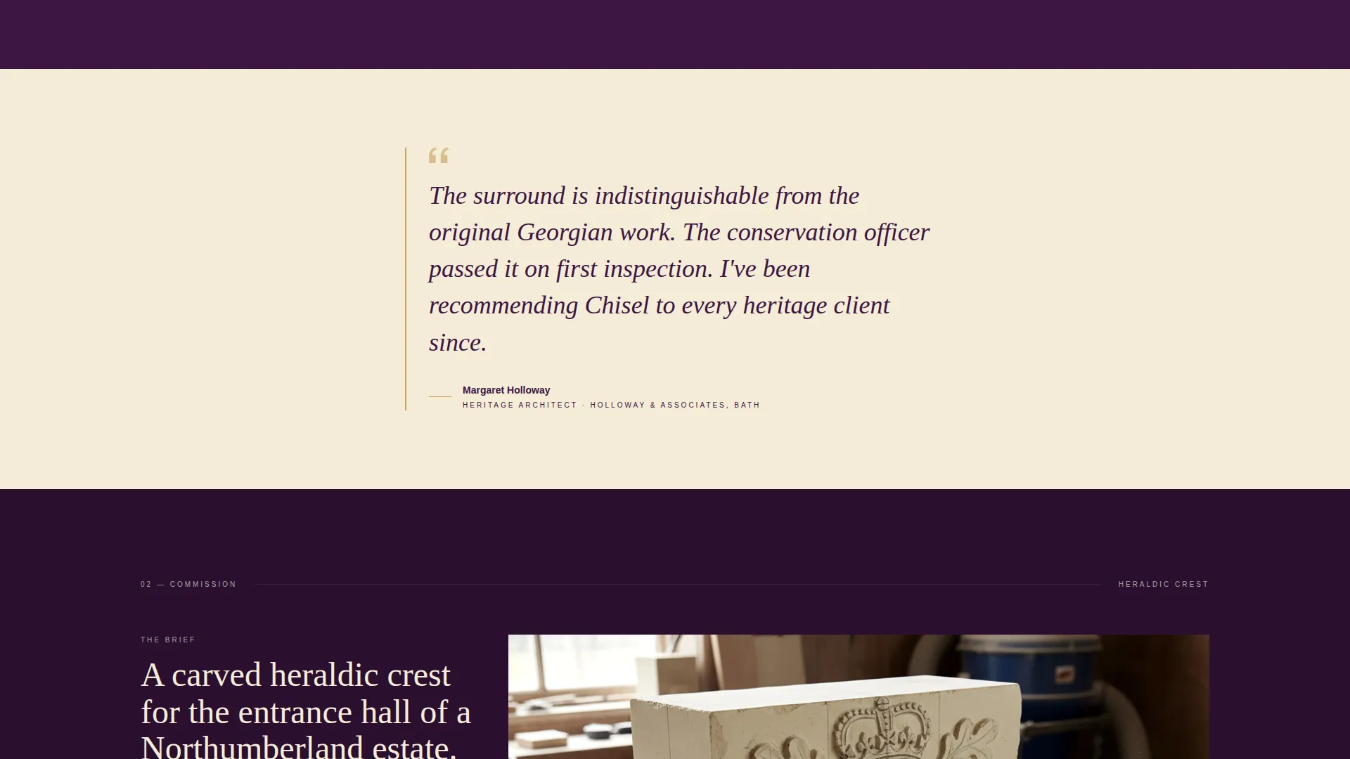 Bespoke Stonemason Editorial Landing Page Template