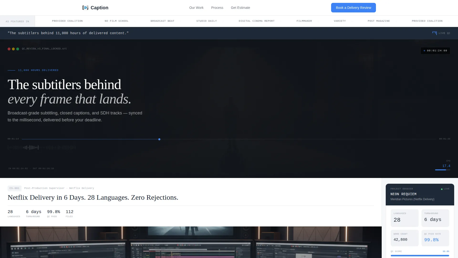 Precise Subtitling Service Landing Page Template