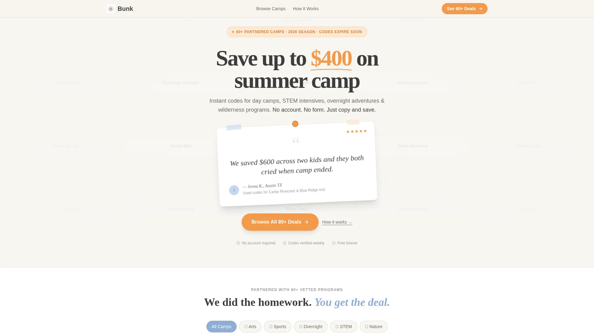 Summer Camp Coupon Landing Page Template