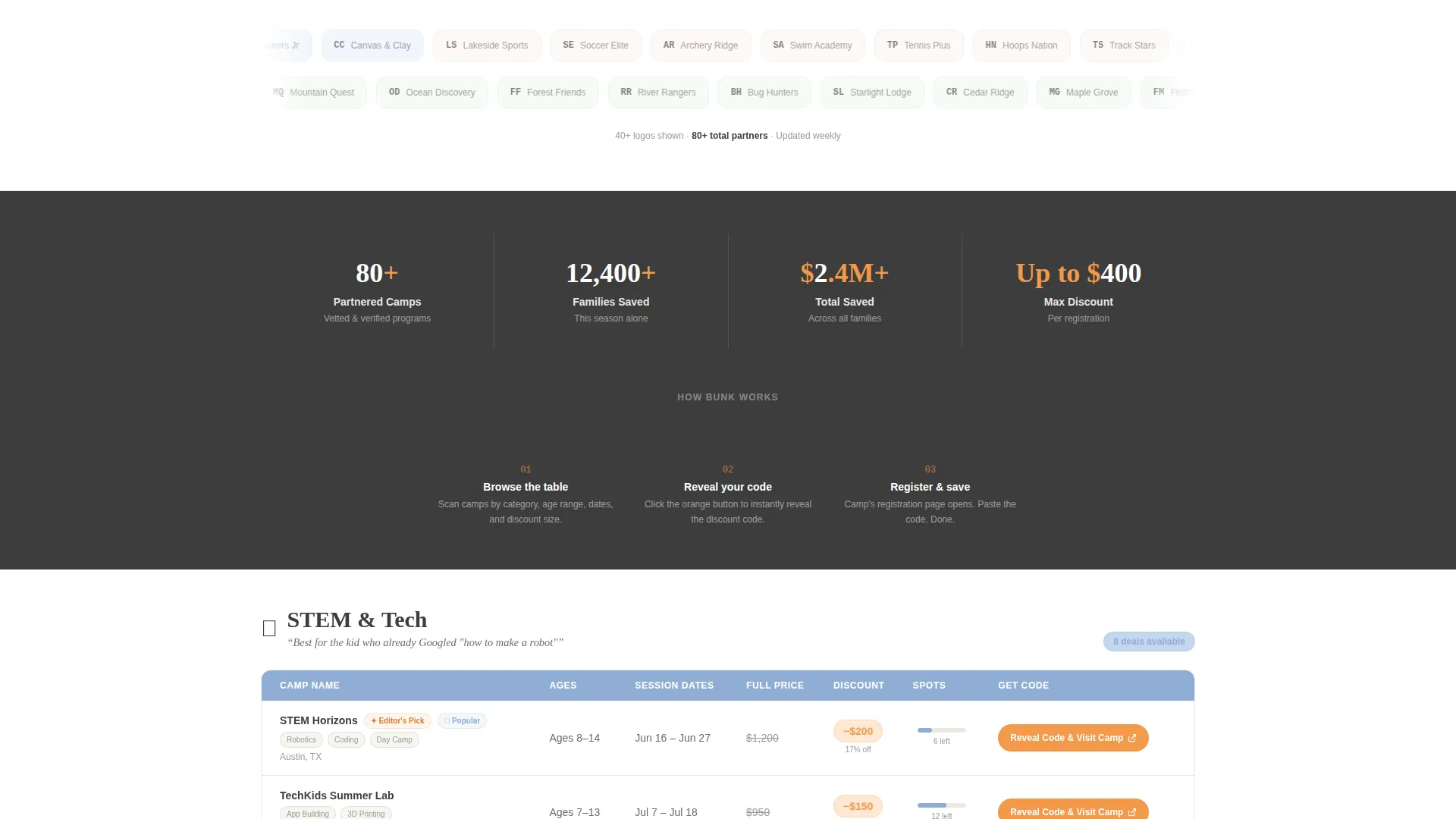 Summer Camp Coupon Landing Page Template