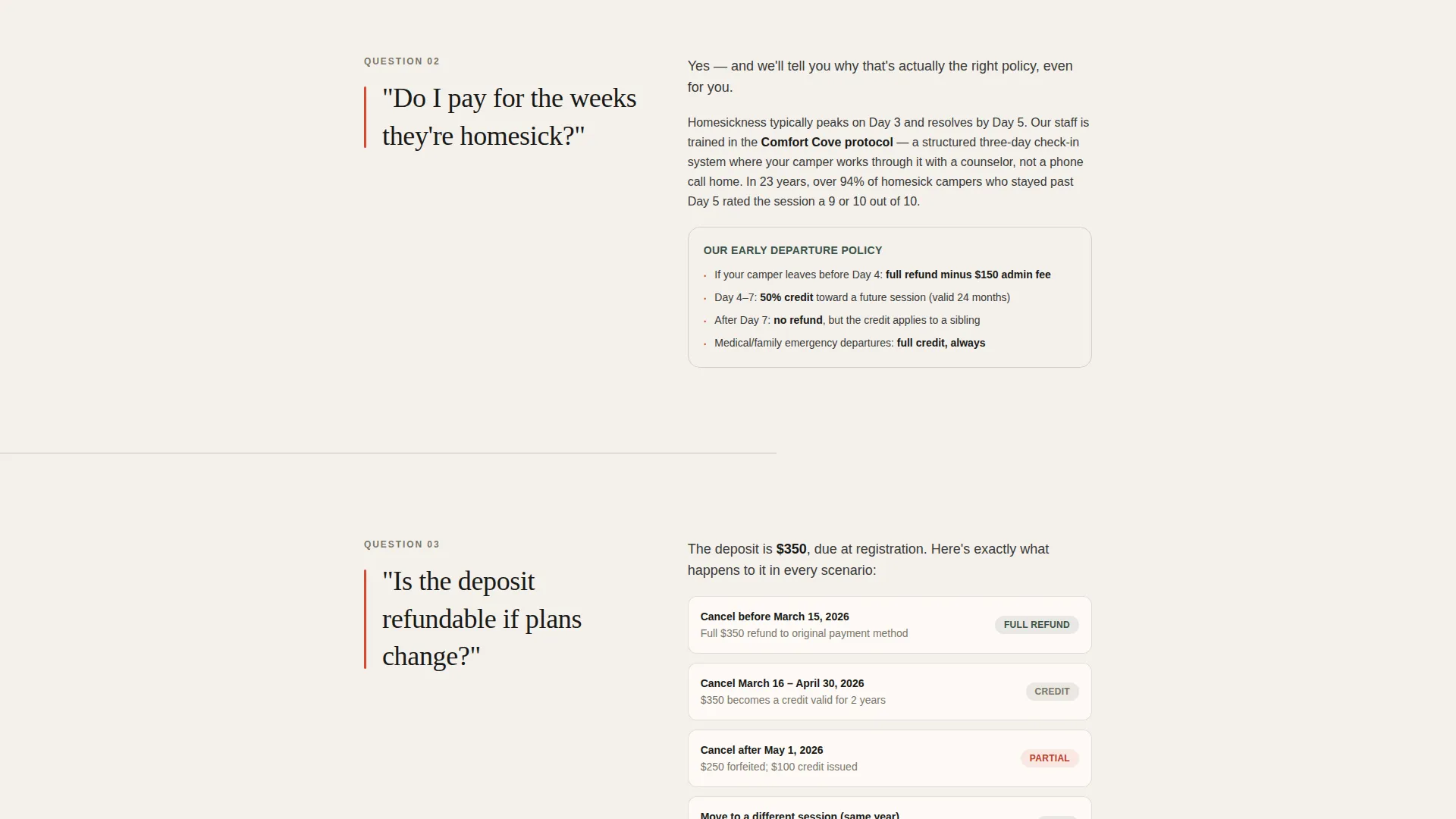 Summer Camp Estimate Landing Page Template