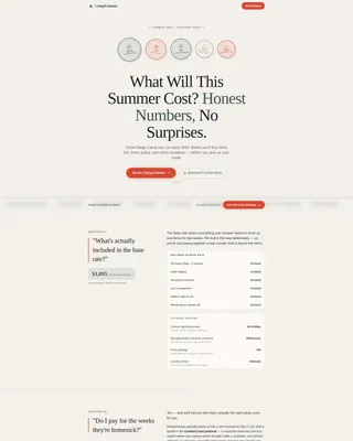 Summer Camp Estimate Landing Page Template