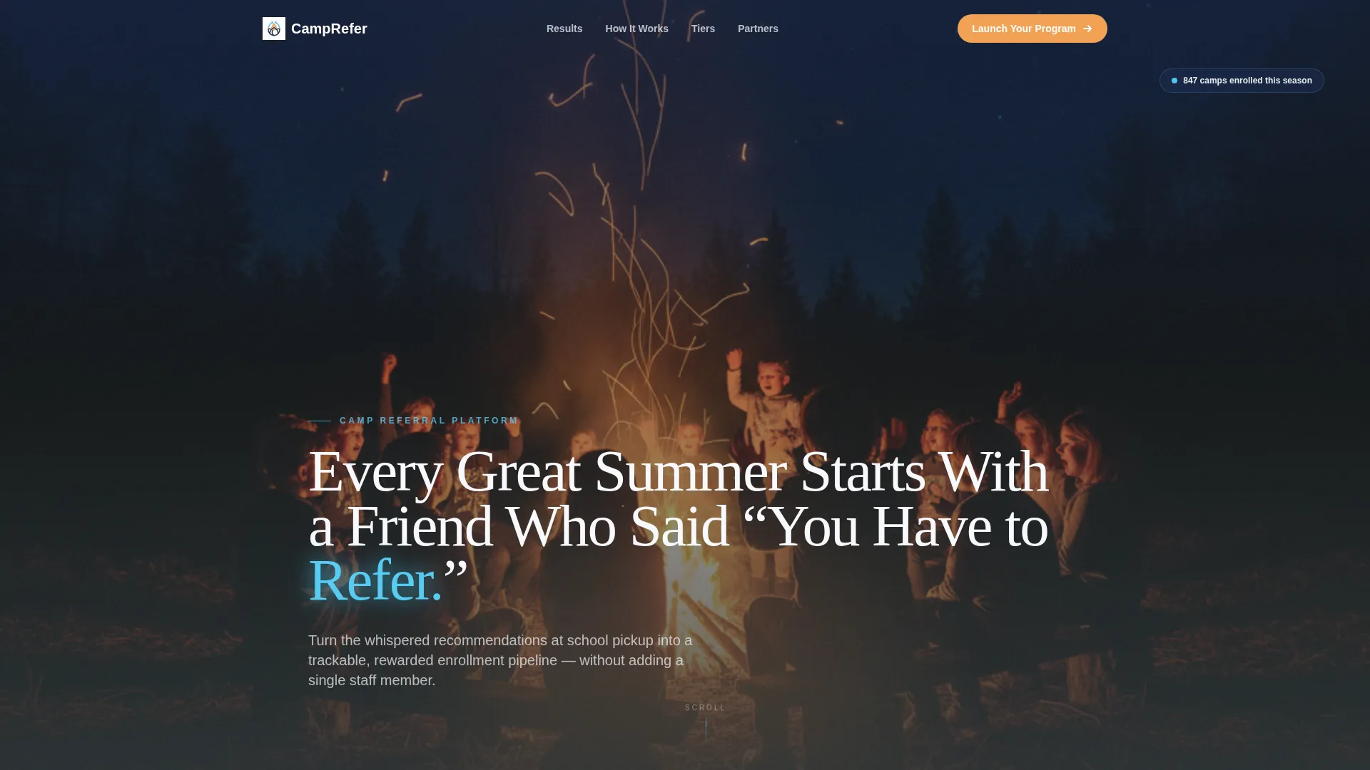 Summer Camp Referral Program Landing Page