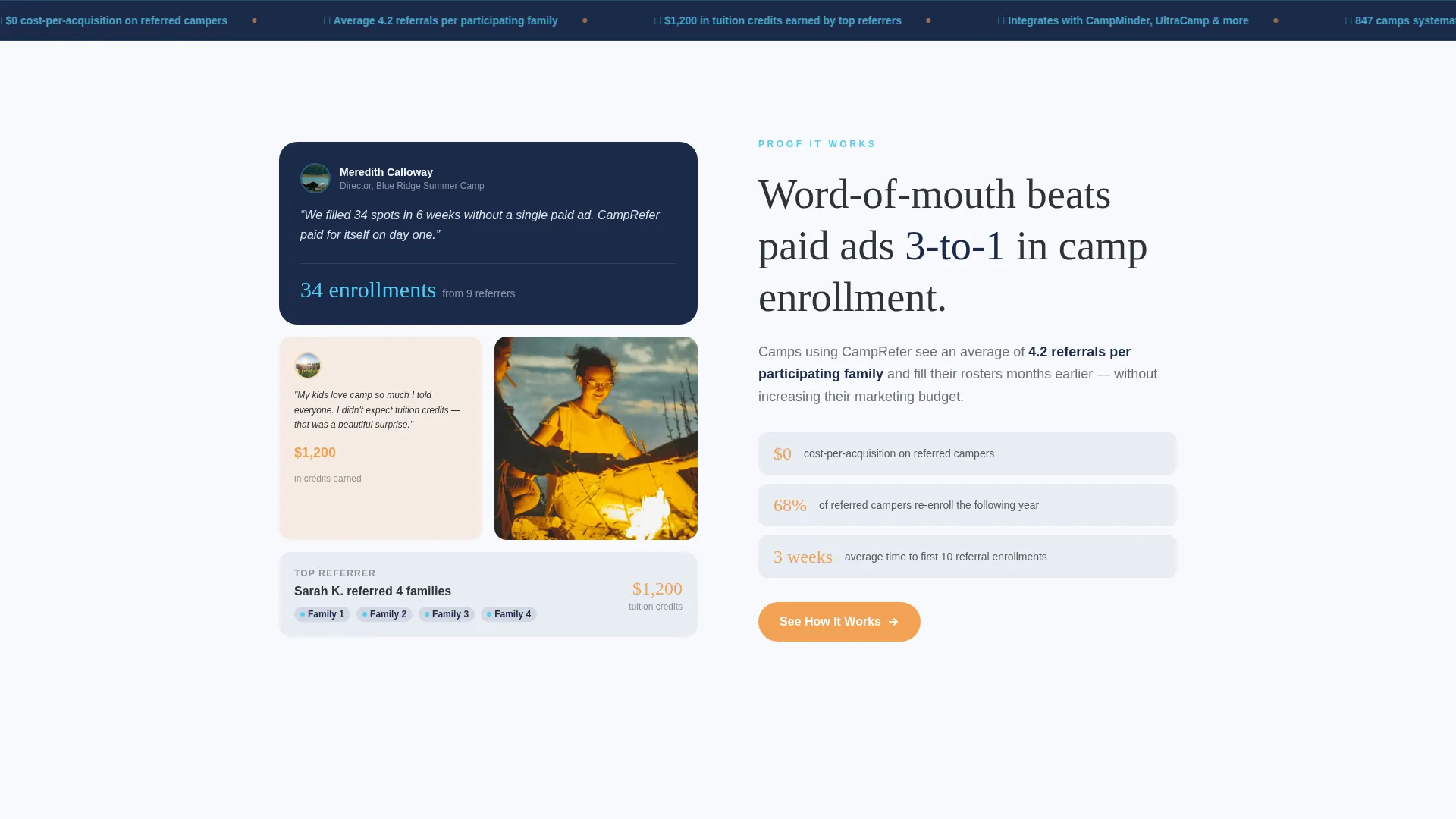 Summer Camp Referral Program Landing Page