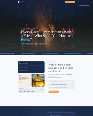 Summer Camp Referral Program Landing Page