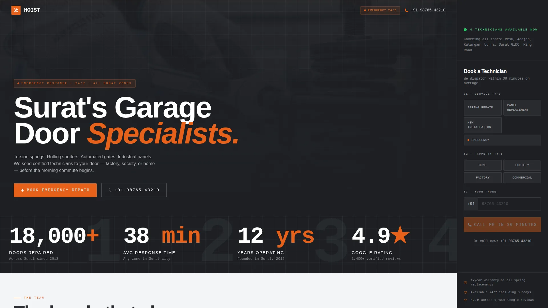 Garage Door Repair Landing Page Template for Surat