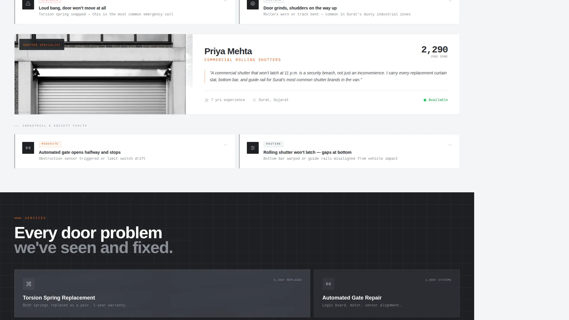 Garage Door Repair Landing Page Template for Surat