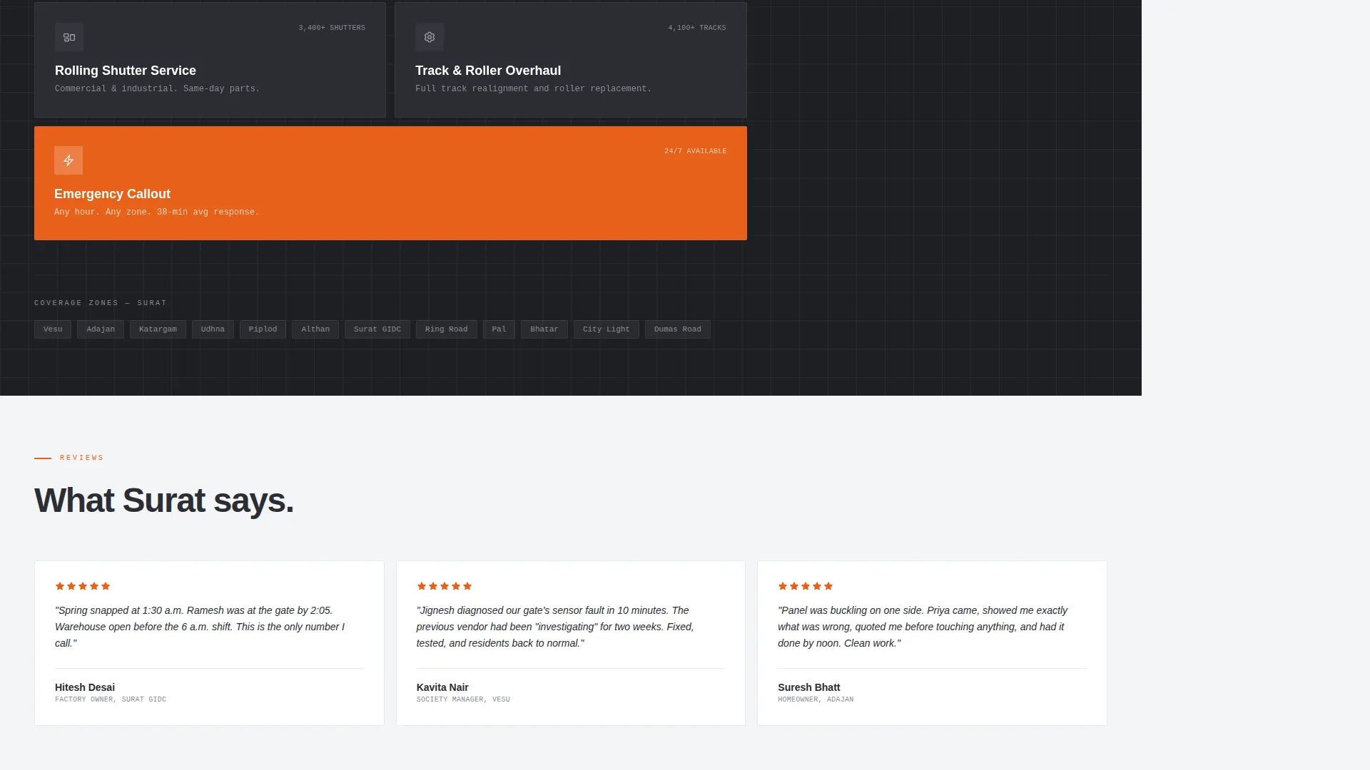 Garage Door Repair Landing Page Template for Surat