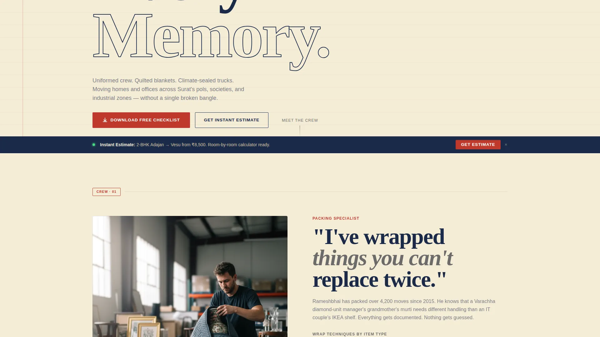 Surat Moving Company Landing Page Template