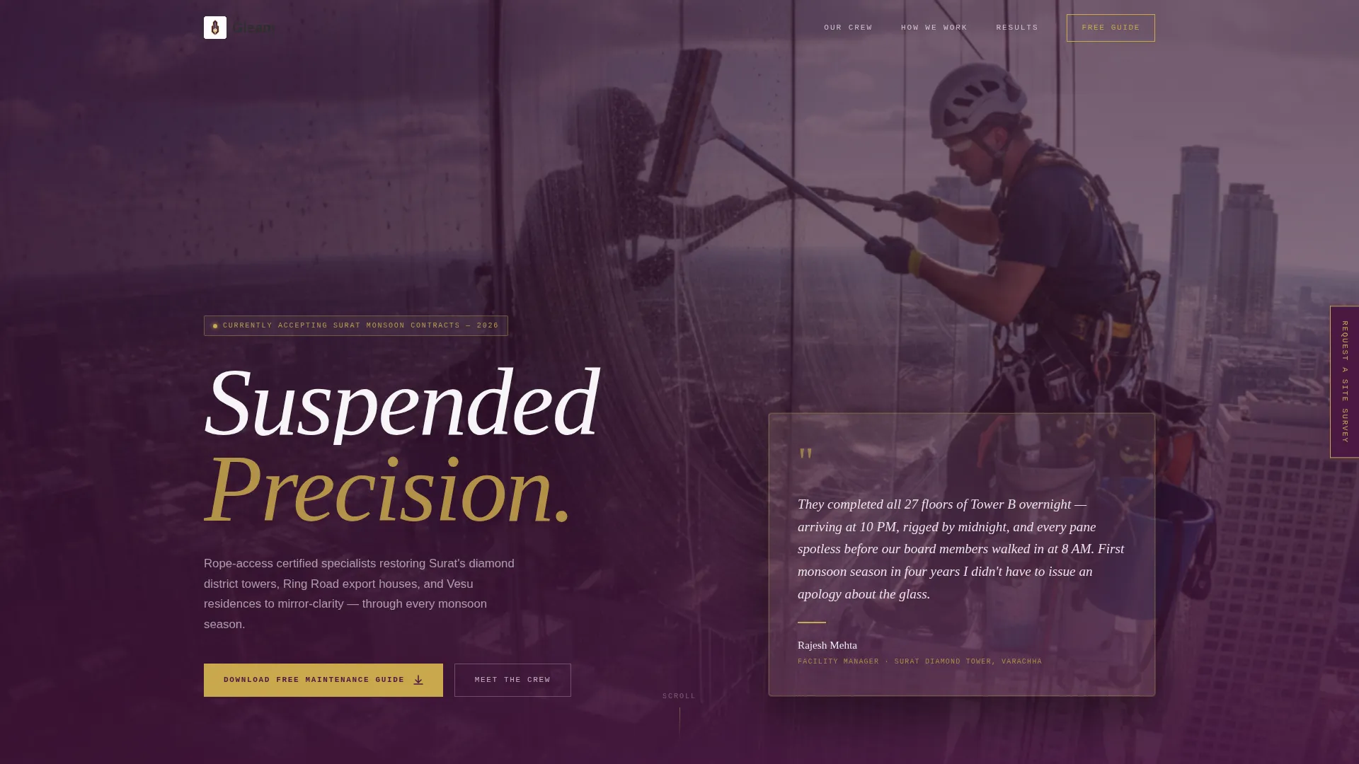 Window Cleaning Landing Page Template for Surat