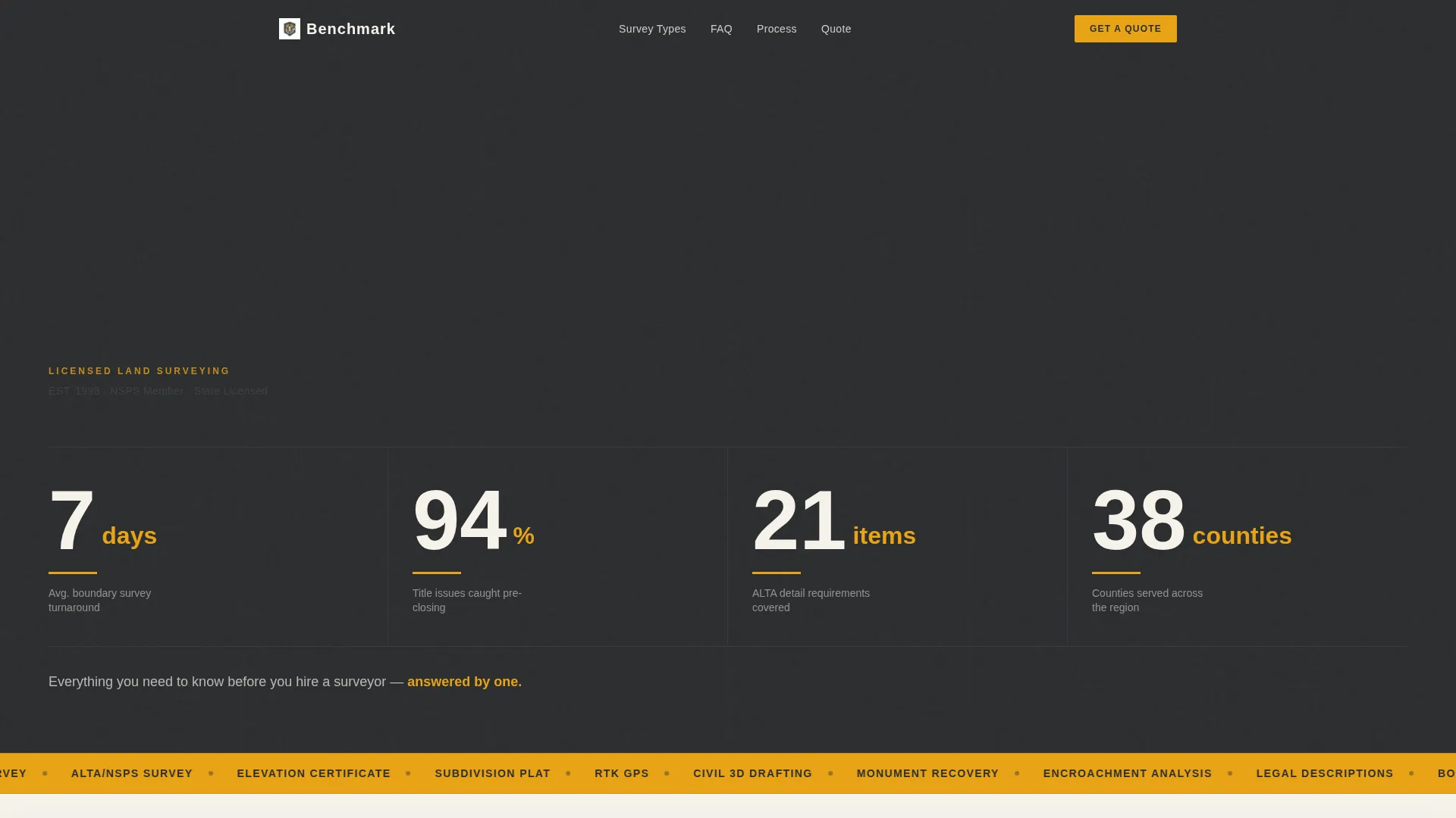 Surveyor Landing Page Template for Professional Firms