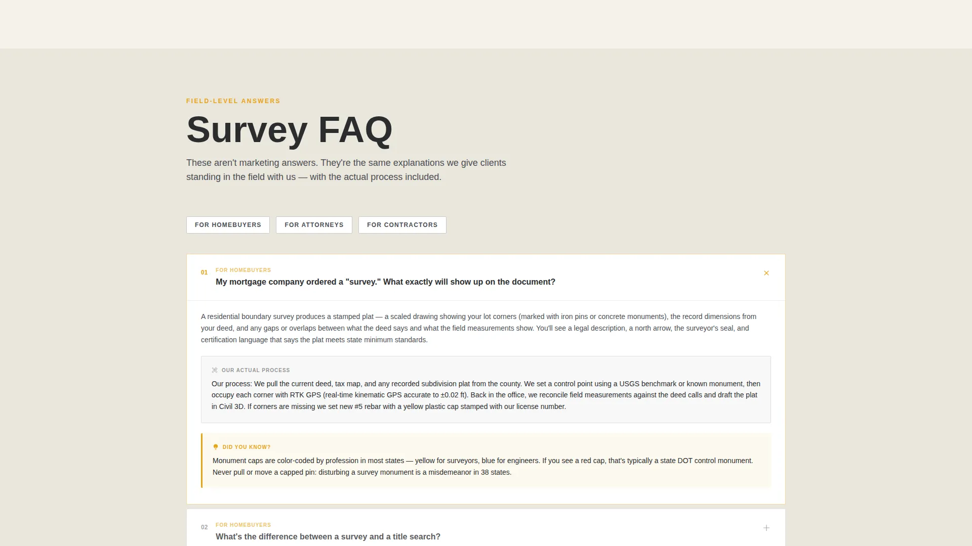 Surveyor Landing Page Template for Professional Firms
