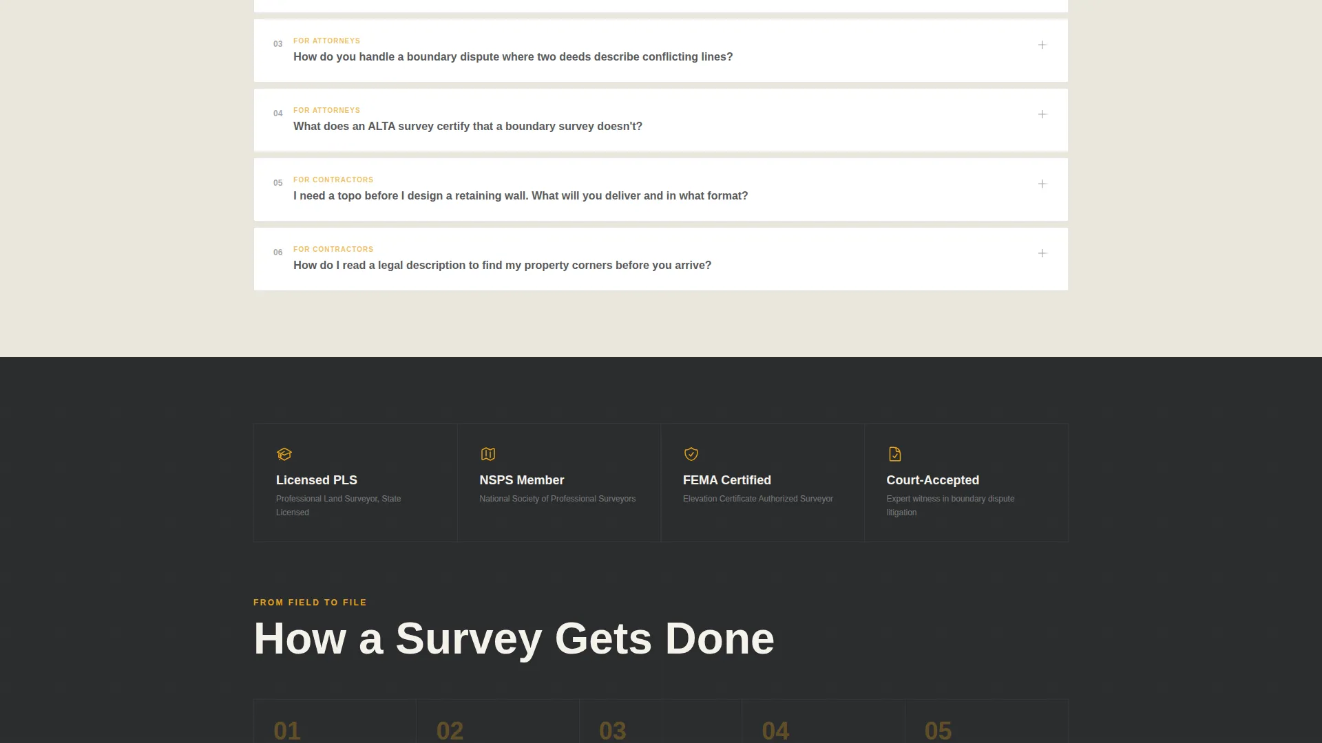 Surveyor Landing Page Template for Professional Firms