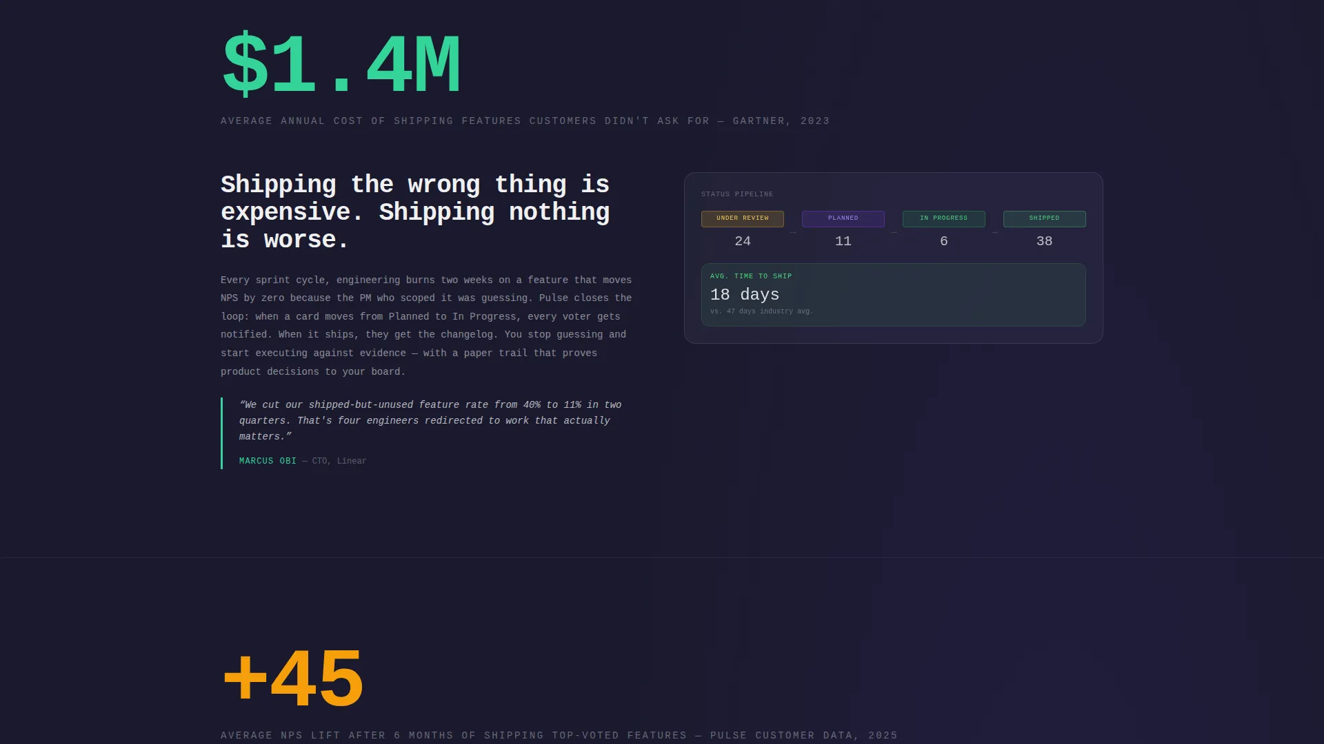 Transparent Customer Feedback Board Landing Page
