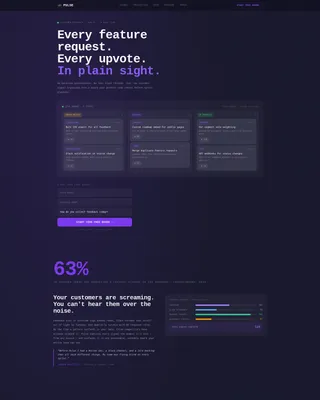 Transparent Customer Feedback Board Landing Page