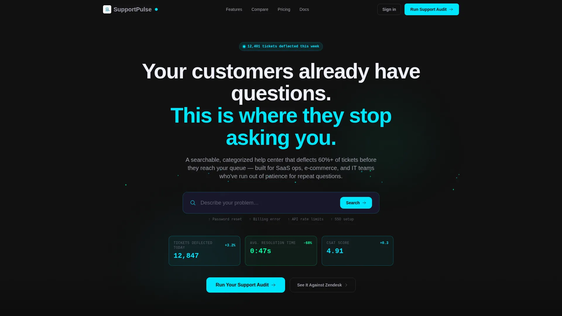 Help Center Landing Page Template for Support Teams