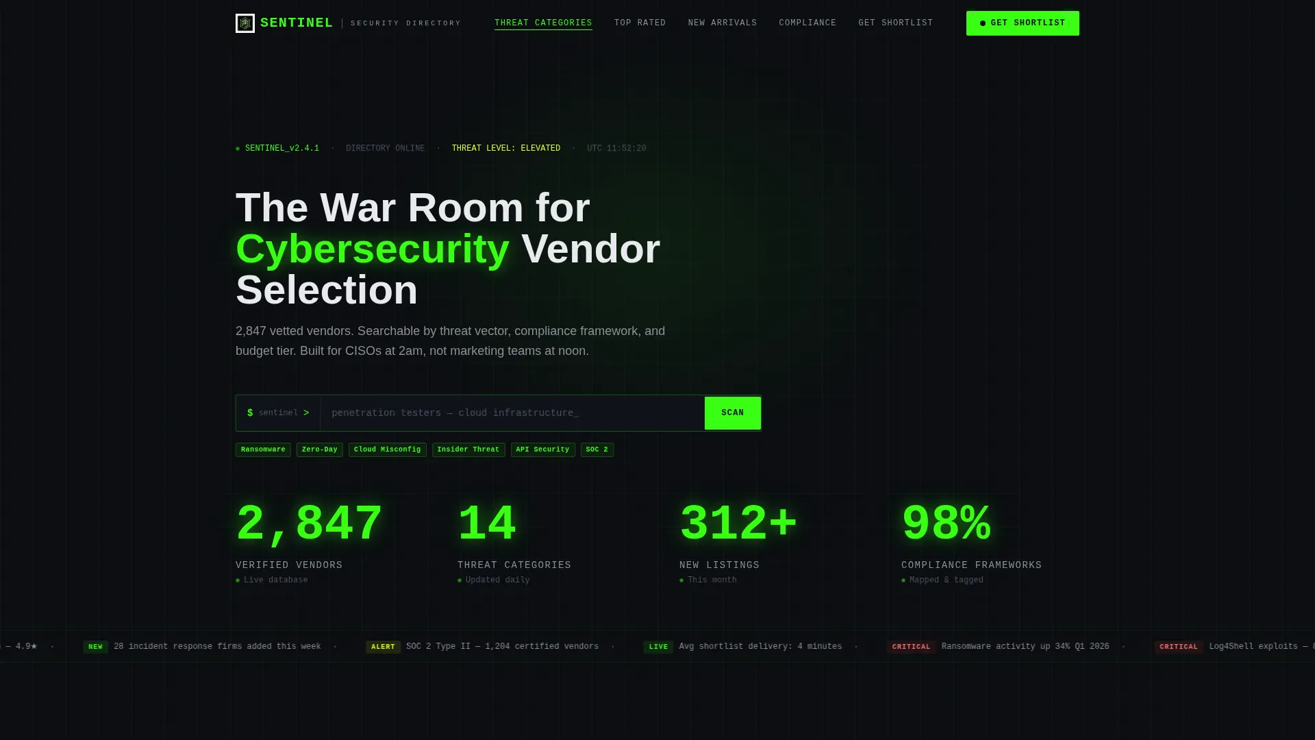 Cybersecurity Directory Landing Page Template