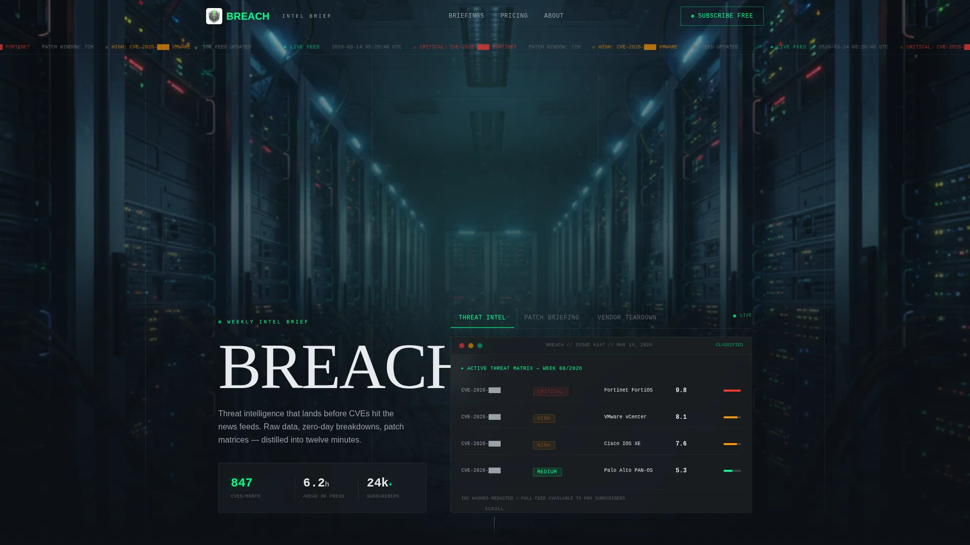 Cybersecurity Newsletter Landing Page Template