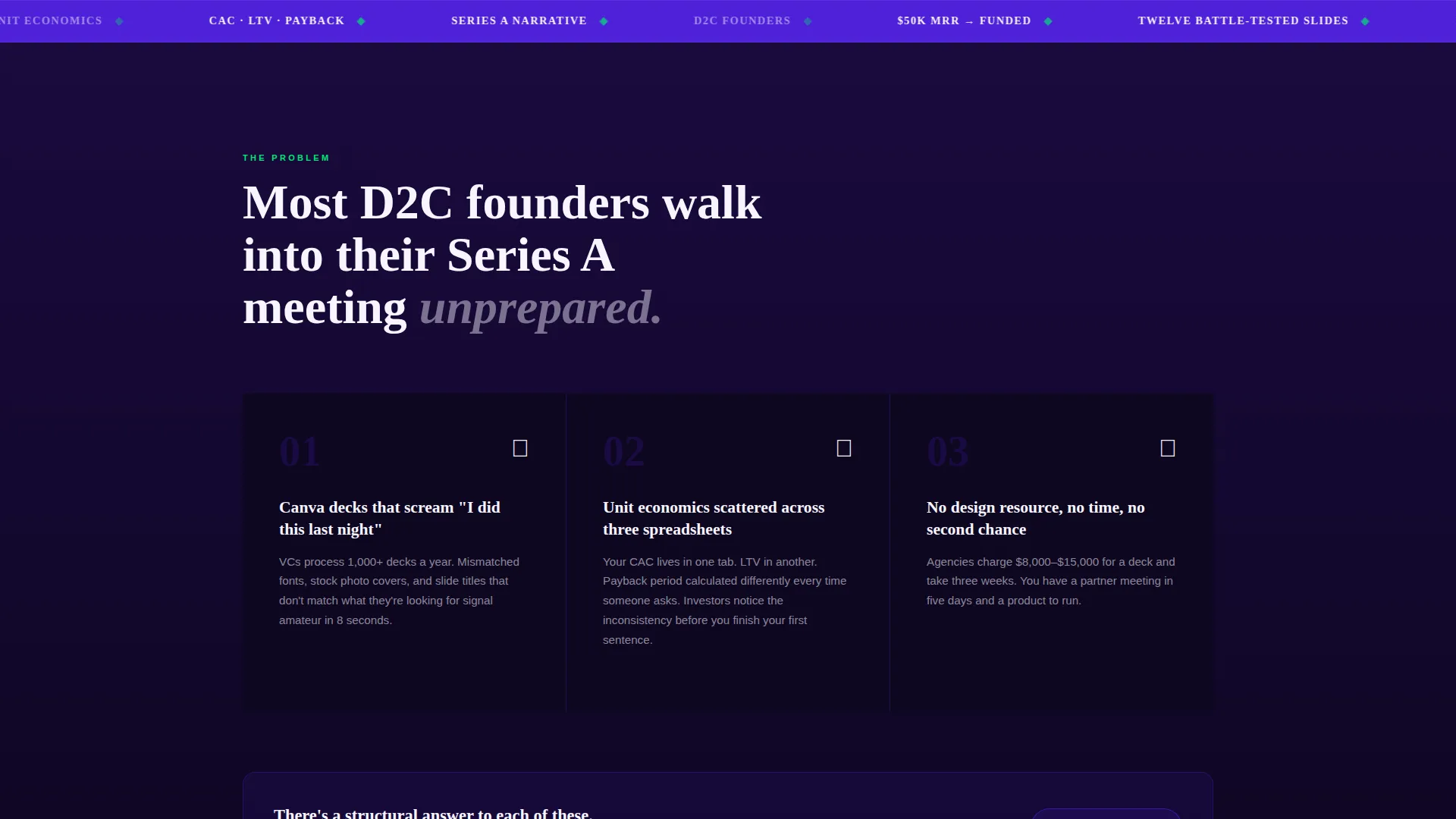 D2C Brand Pitch Deck Landing Page Template