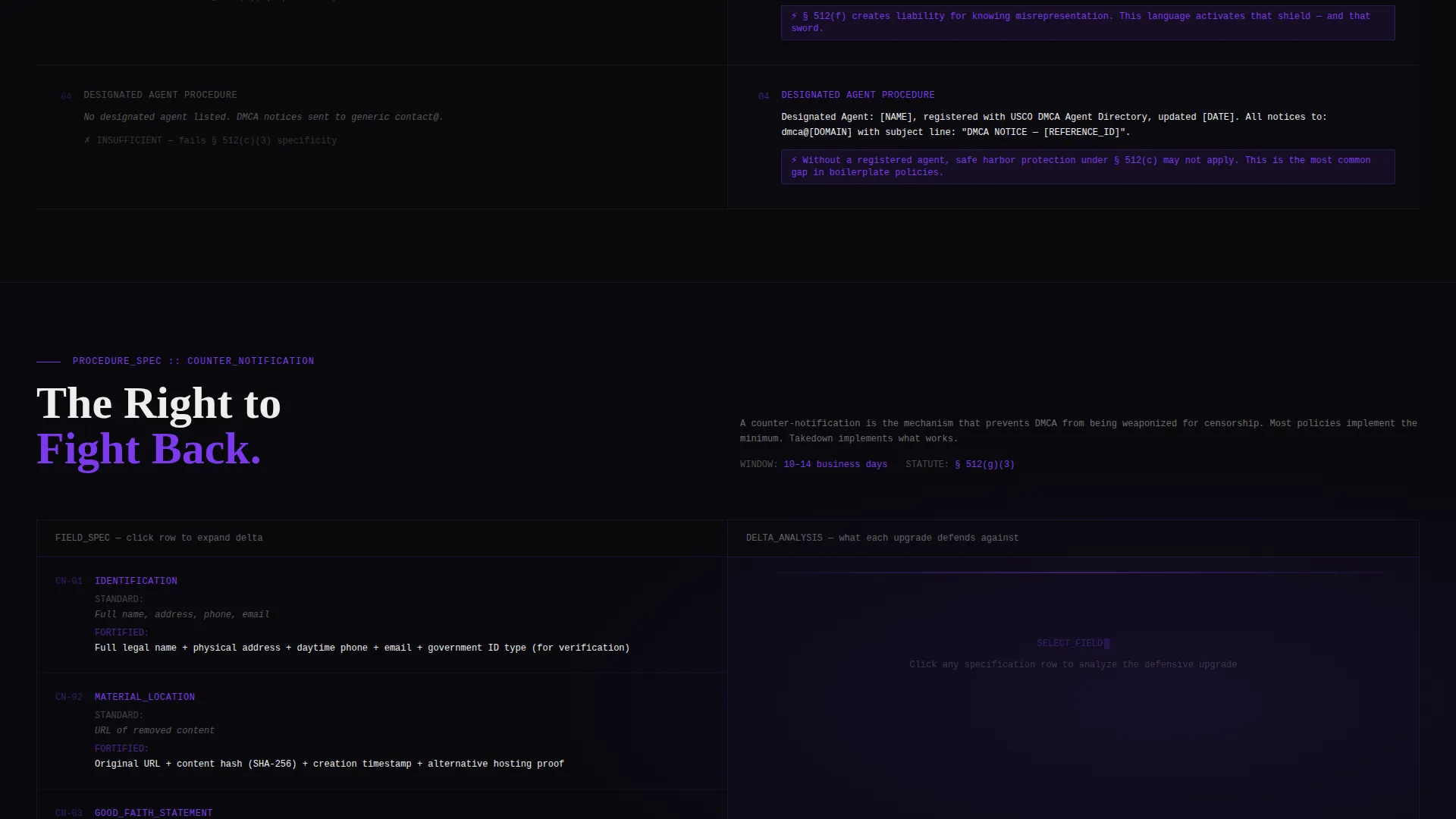 Fortified DMCA Policy Landing Page Template