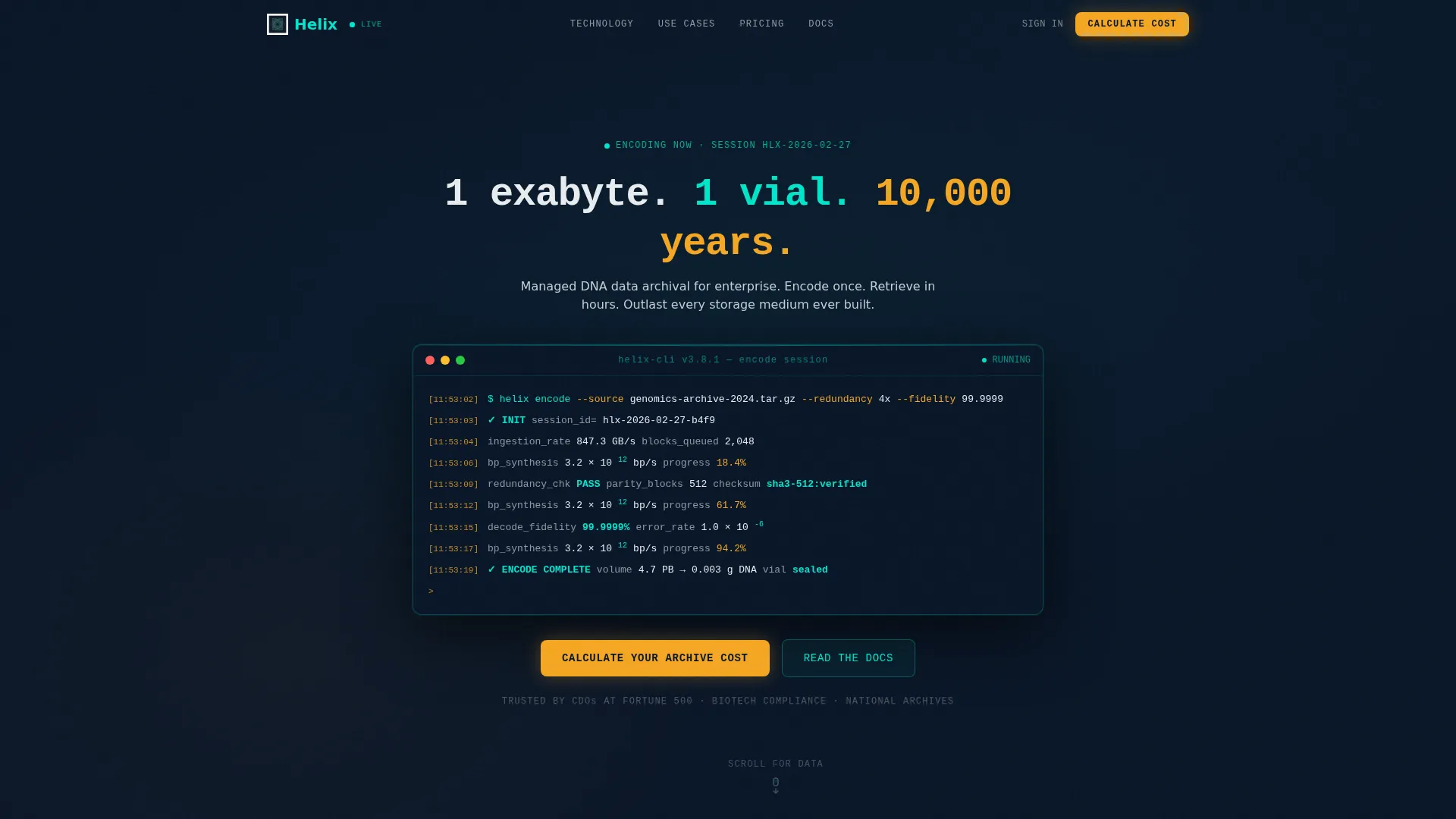 DNA Data Storage Landing Page Template