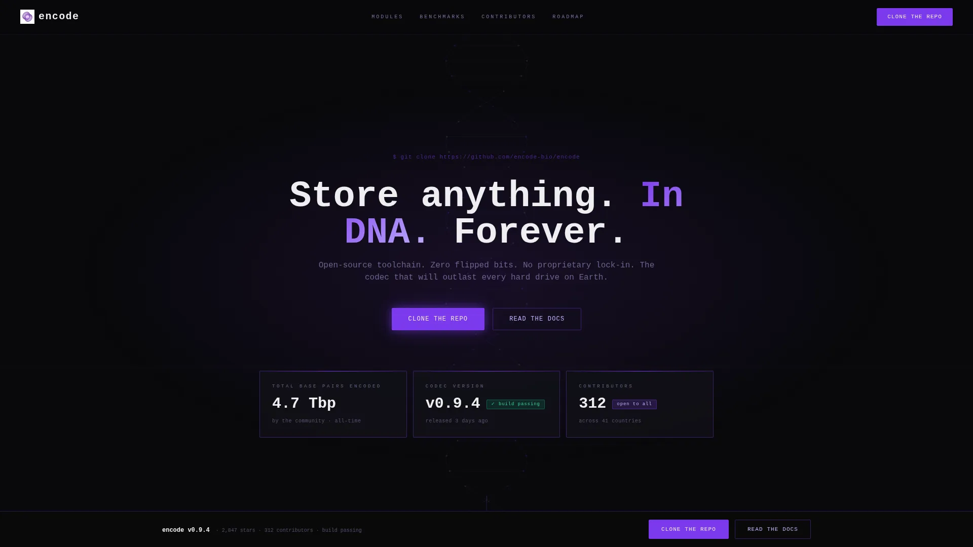 DNA Data Storage Open Source Landing Page Template