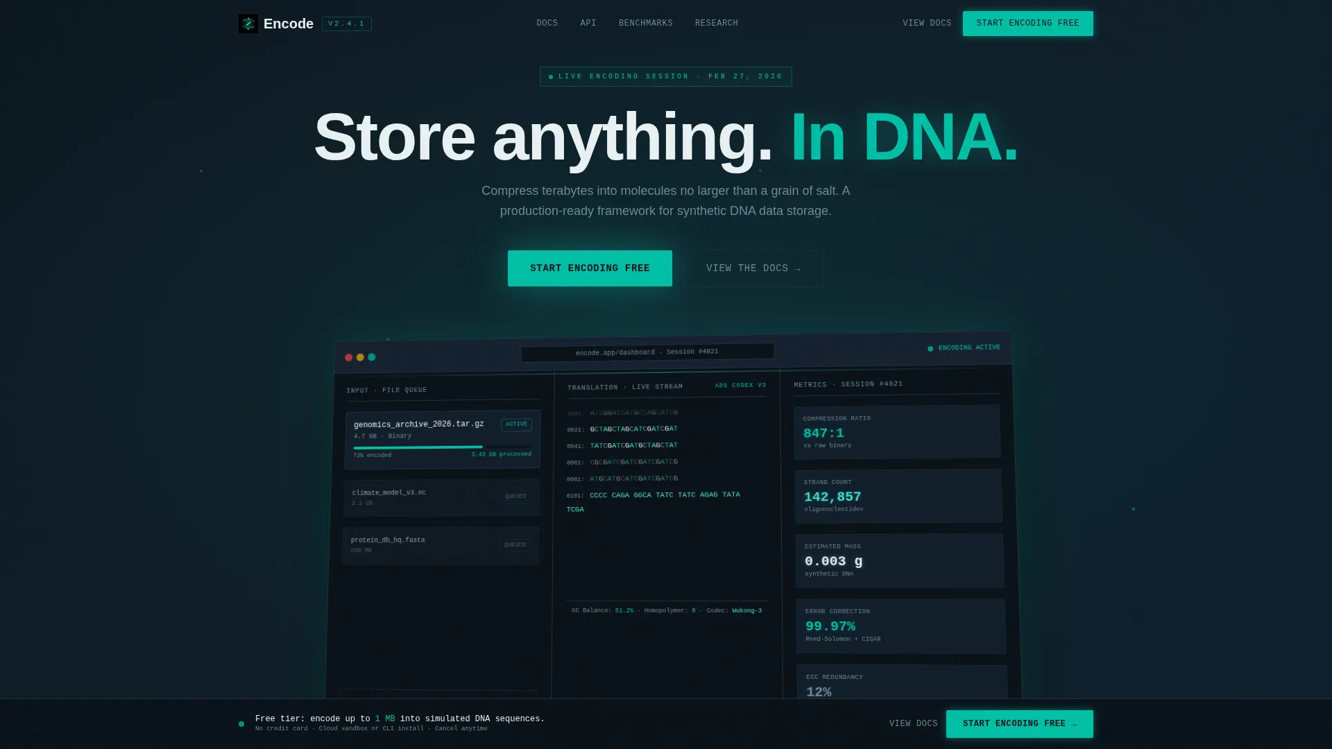 DNA Data Storage Landing Page Template