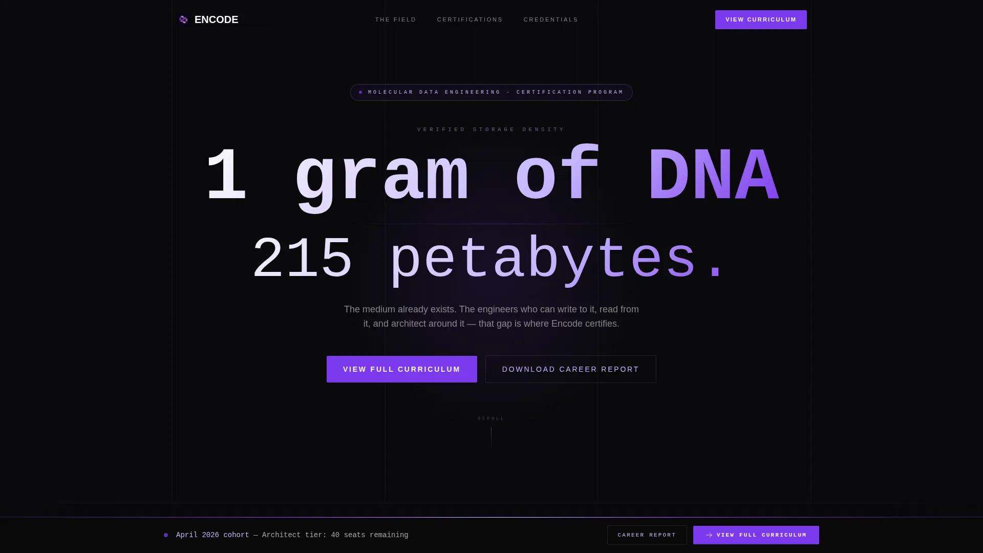 DNA Data Storage Certification Landing Page Template
